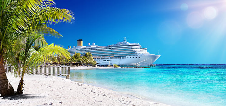 Cruise ship by beach